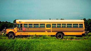 Originele gele Amerikaanse schoolbus